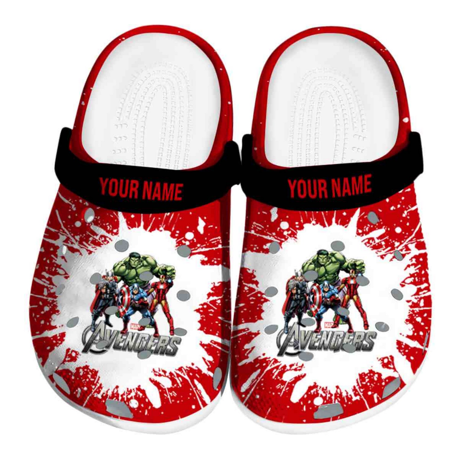custom name avengers splash art clogs for kids and adults jggep