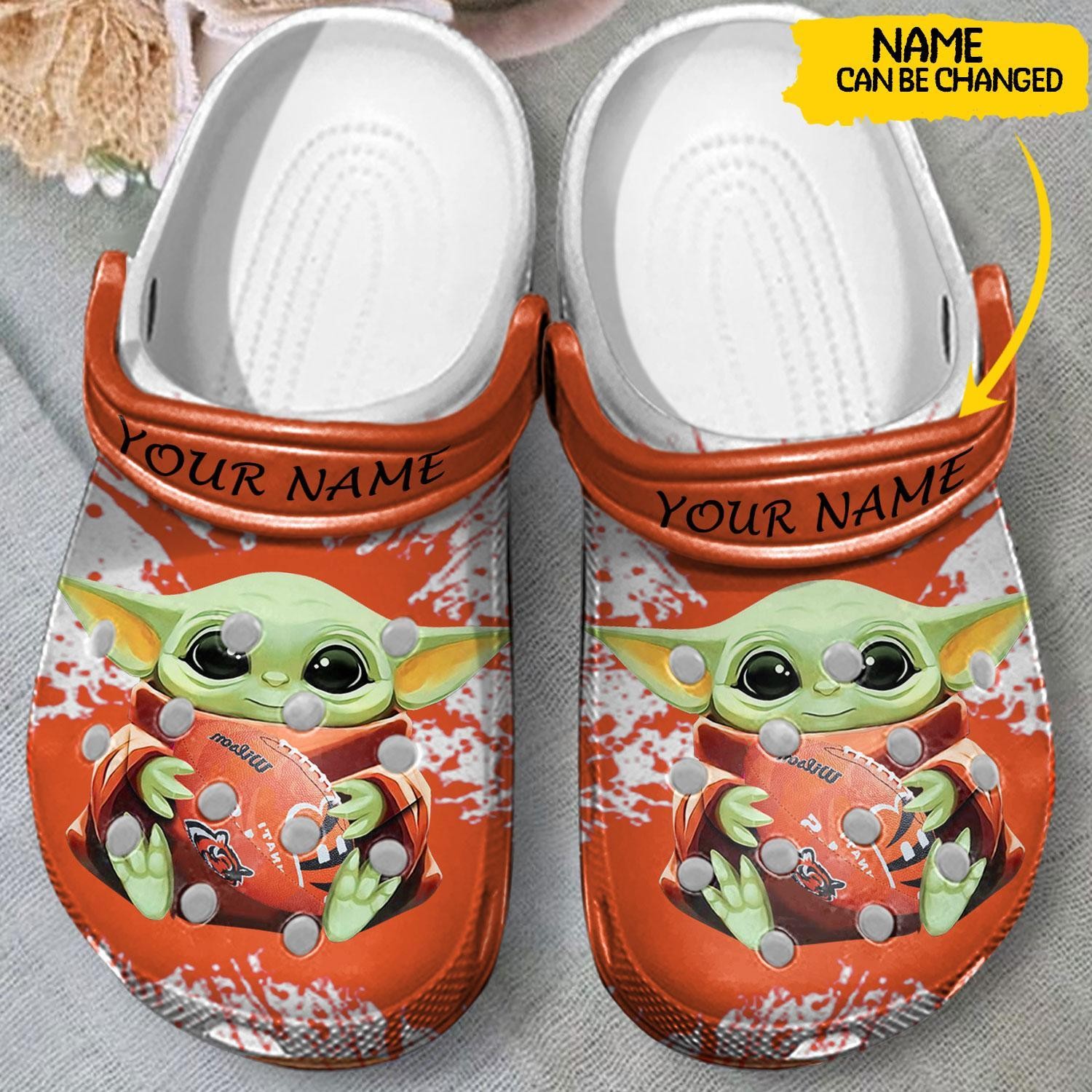 custom name baby yoda cincinnati bengals nfl clogs for kids and adults ep82i