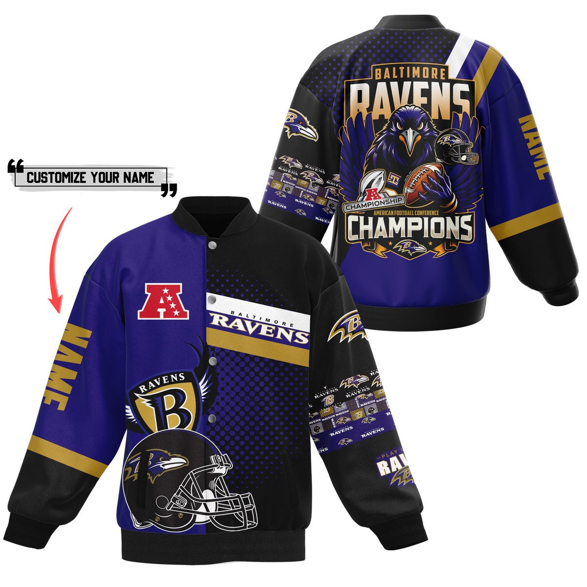 custom name baltimore ravens nfl sport baseball jacket cs3jh