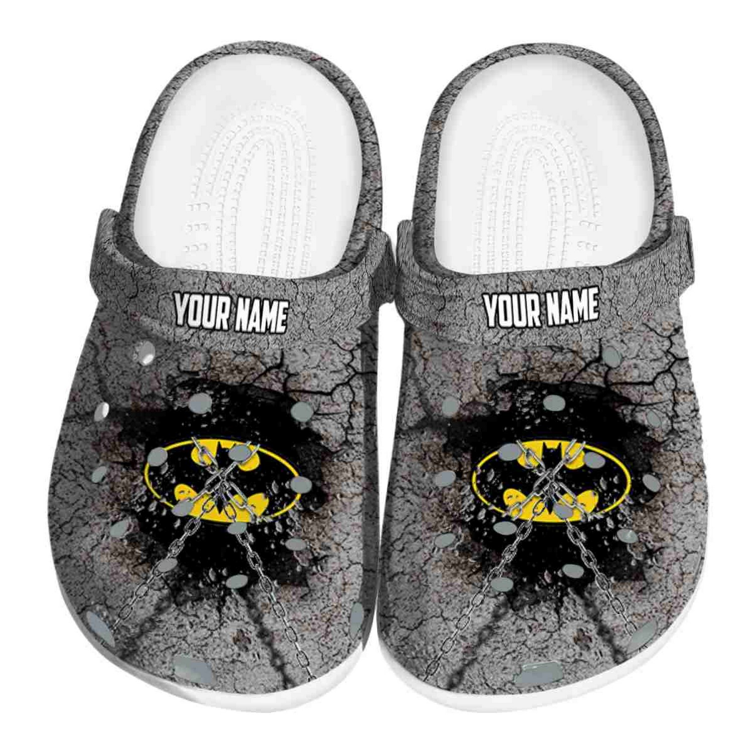 custom name batman cracked ground texture clogs for kids and adults w4ccy