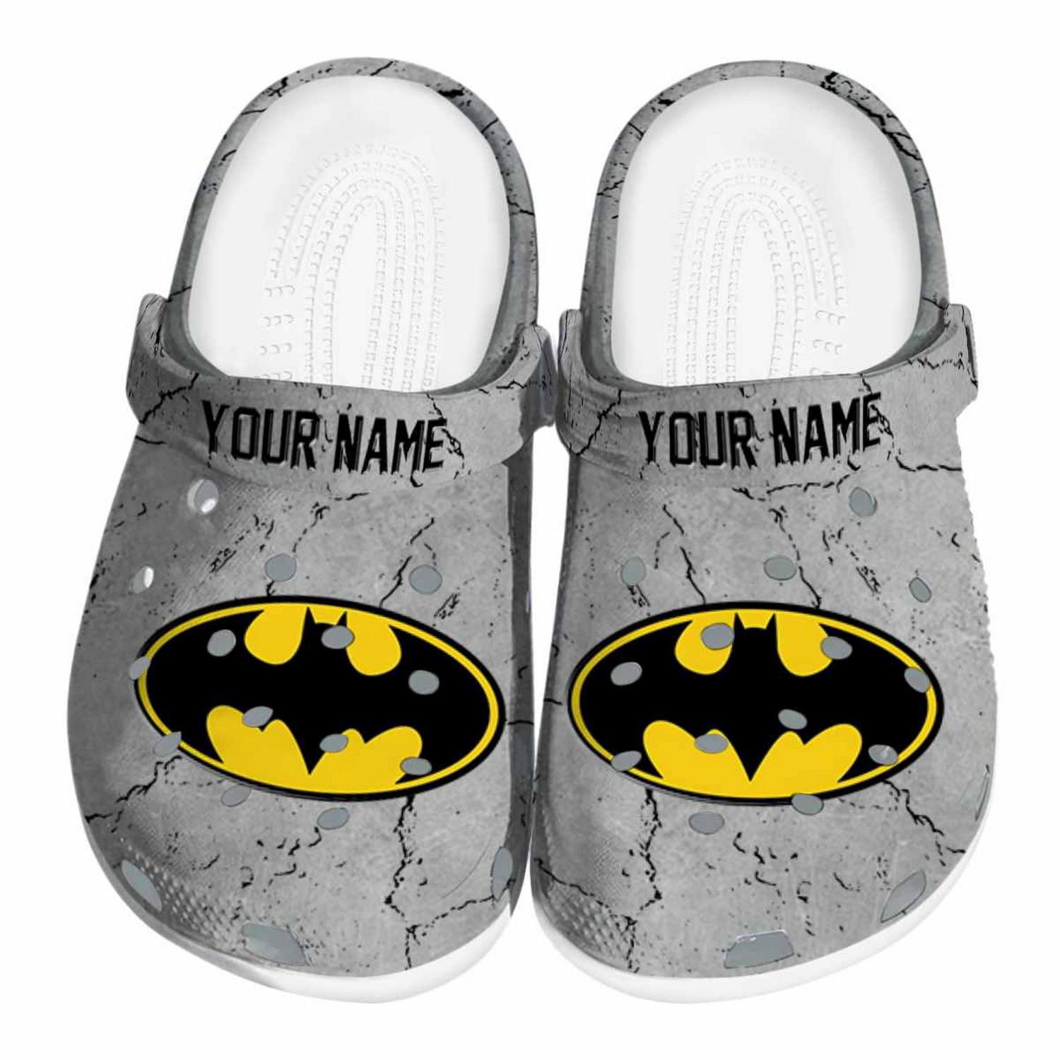 custom name batman cracked texture clogs for kids 26 adults rsuhh