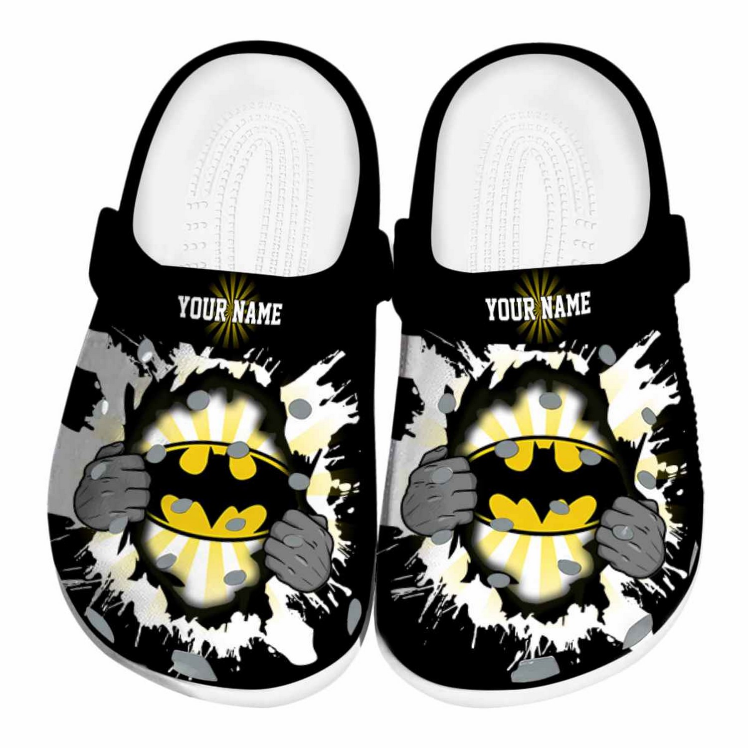 custom name batman gripping hand clogs for kids and adults s6tqt