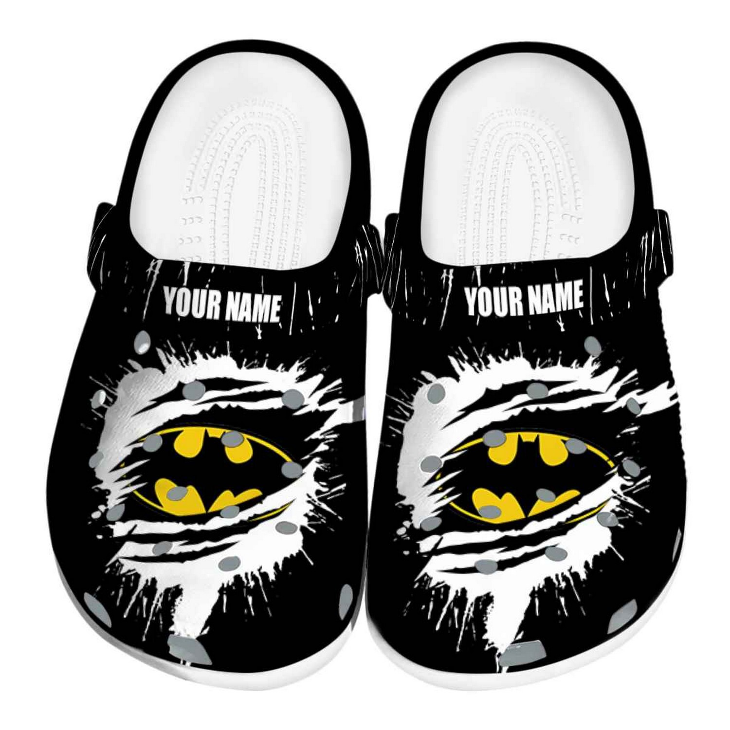 custom name batman splash motif background clogs for kids 26 adults lscui
