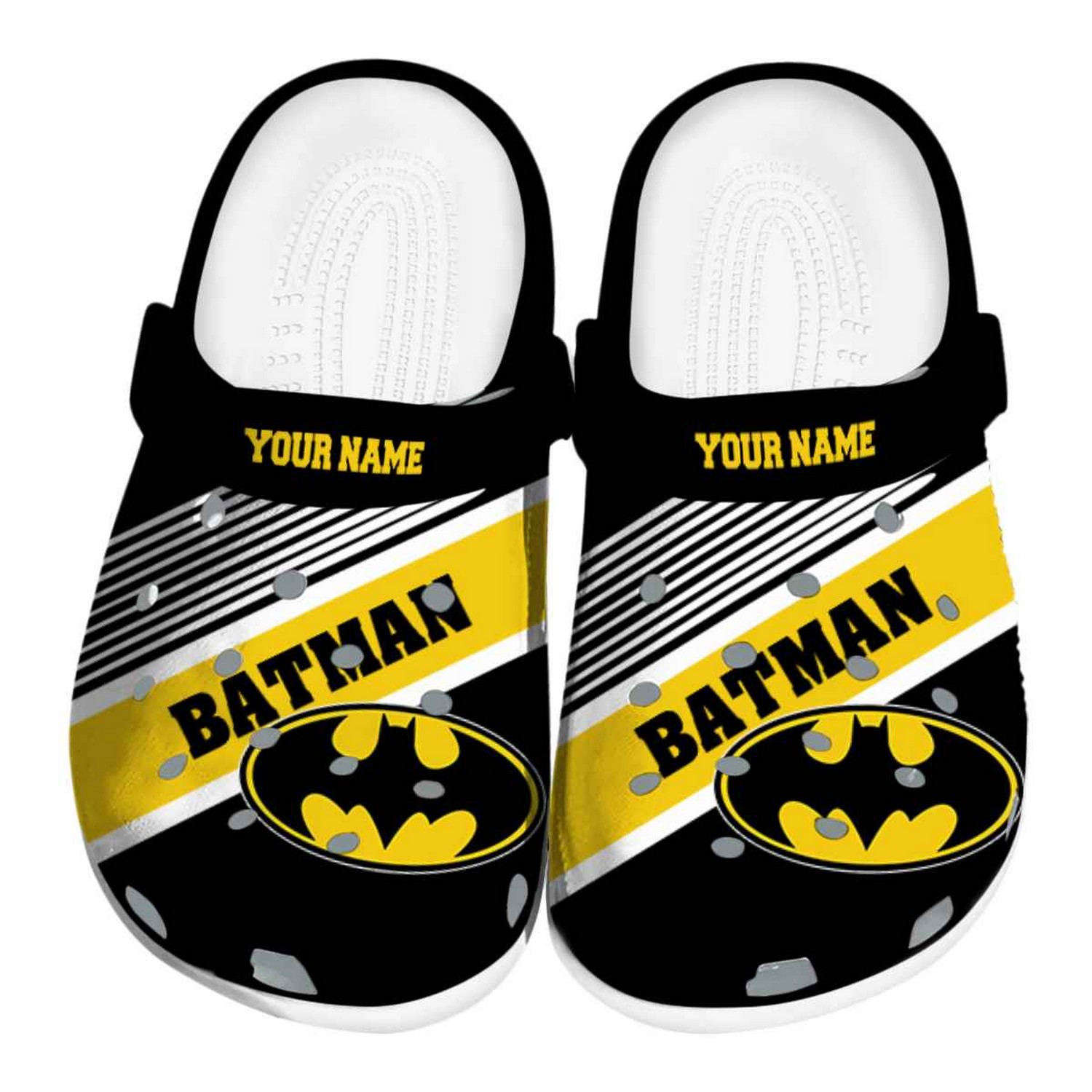 custom name batman vibrant dual tone clogs for kids 26 adults ieb7f