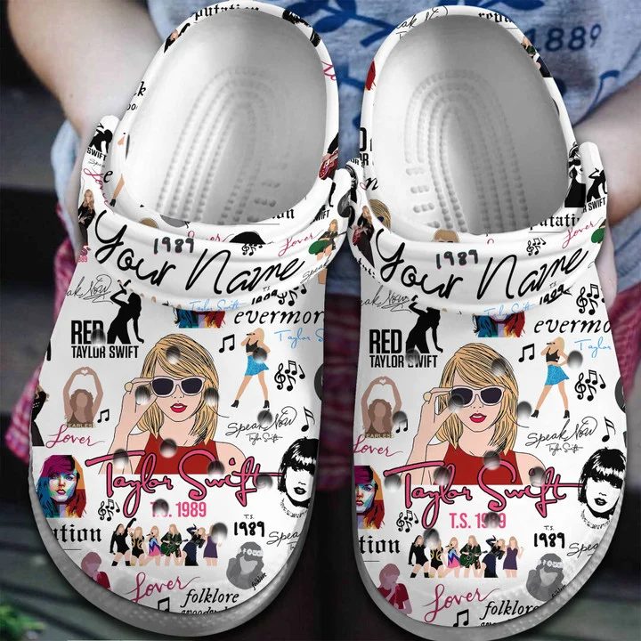 custom name beautiful singer taylor swift white crocs for fans 3bt5r