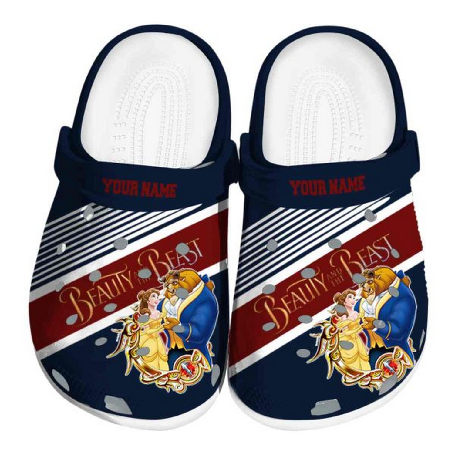 custom name beauty and the beast vibrant dual tone clogs for kids and adults fast shipping ro3dd