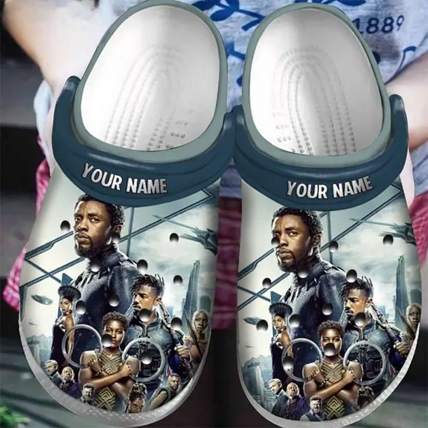 custom name black panther 1 characters clogs for kids and adults ydyfr