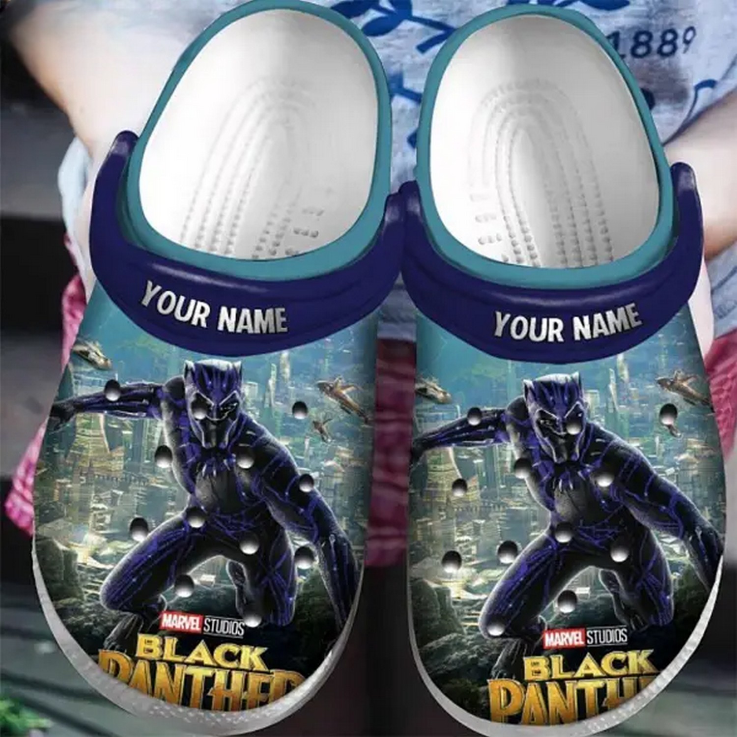 custom name black panther at wakanda clogs for kids 26 adults wq7ty