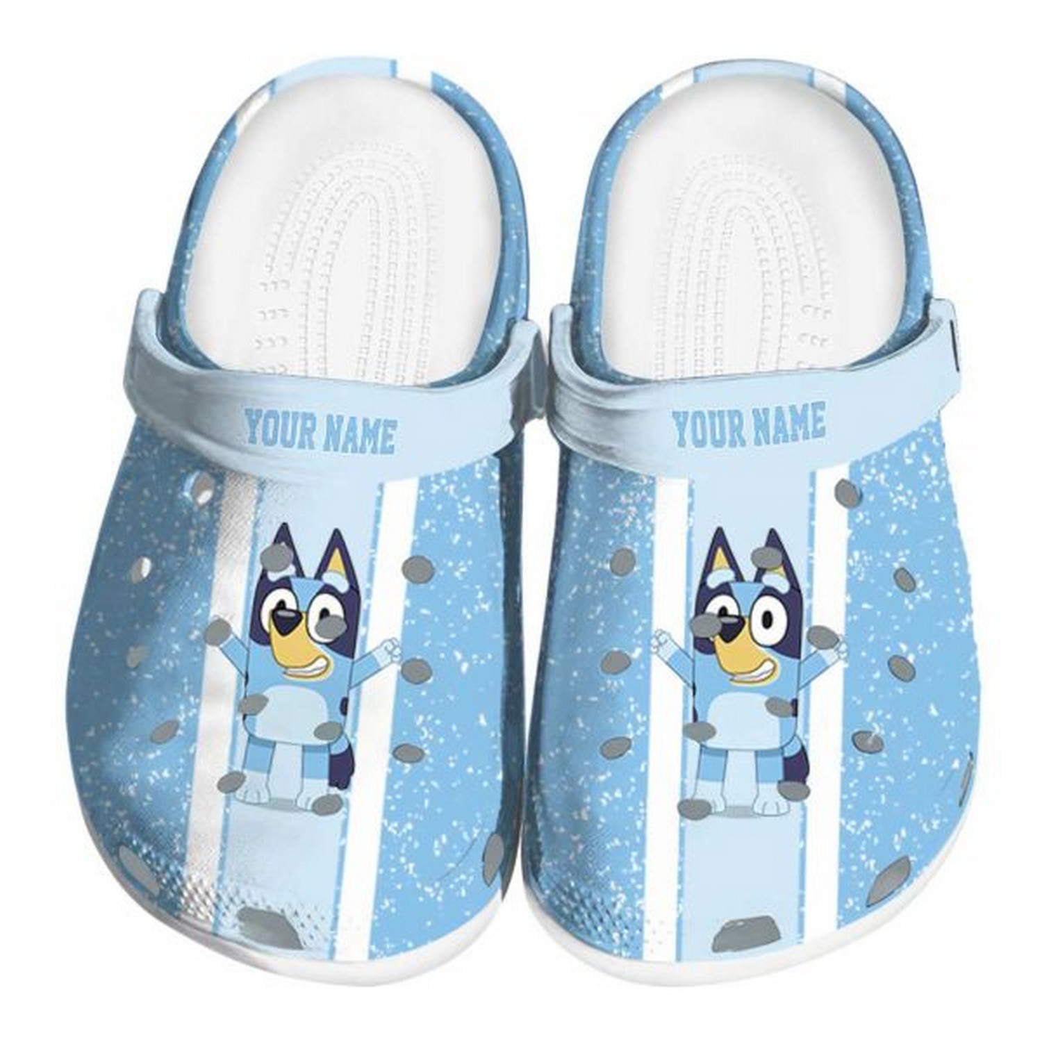 custom name bluey vertical stripes clogs for kids and adults fast shipping qwul3
