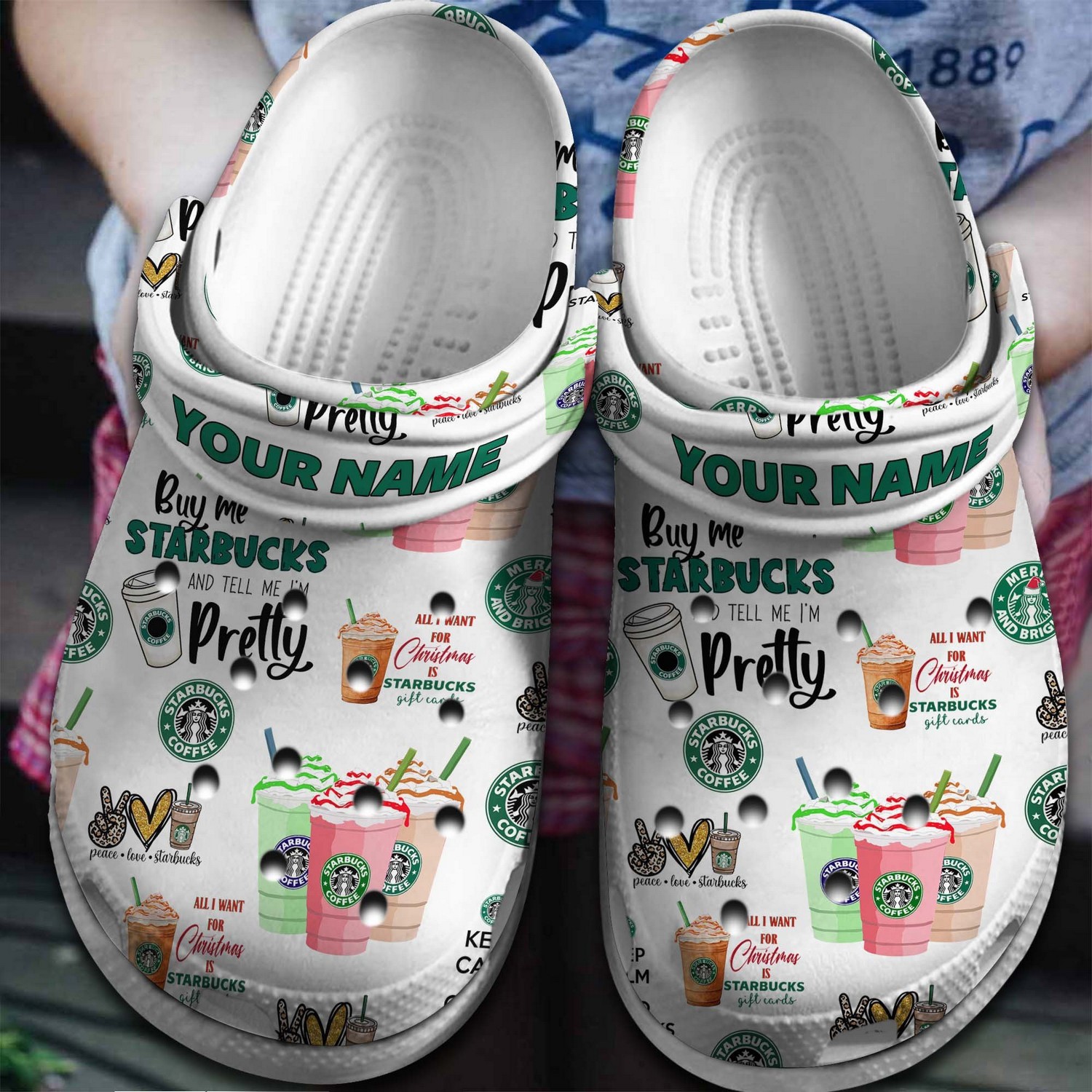 custom name by me starbuck and tell me im pretty clogs for kids and adults x5h2k