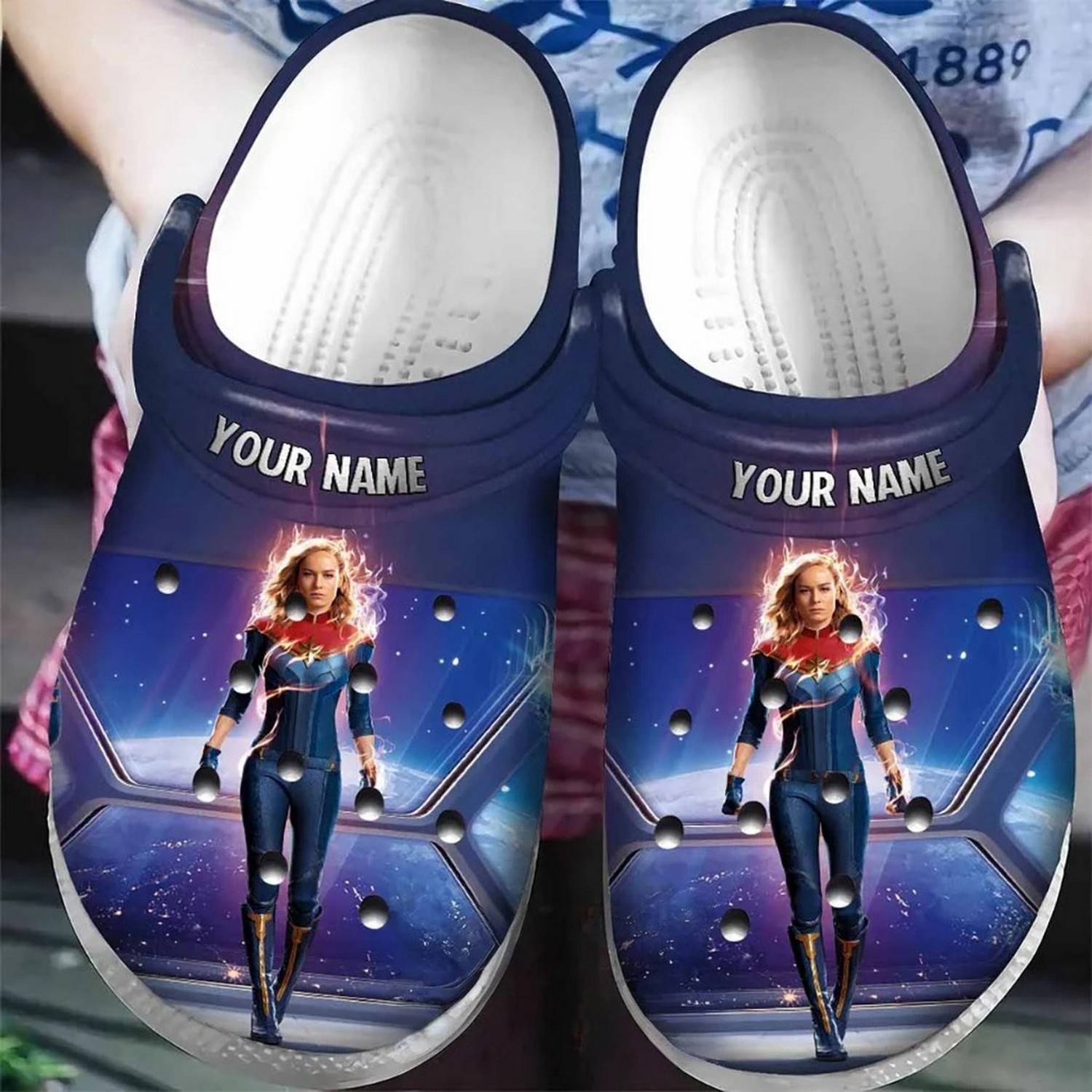 custom name captain marvel carol danvers universe clogs for kids and adults yubyu