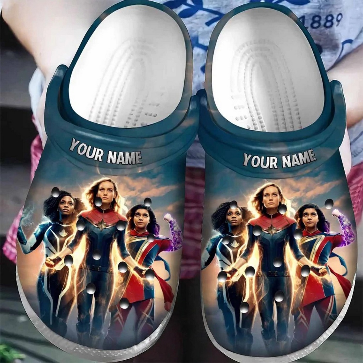 custom name captain marvel clogs for kids and adults dfxcf