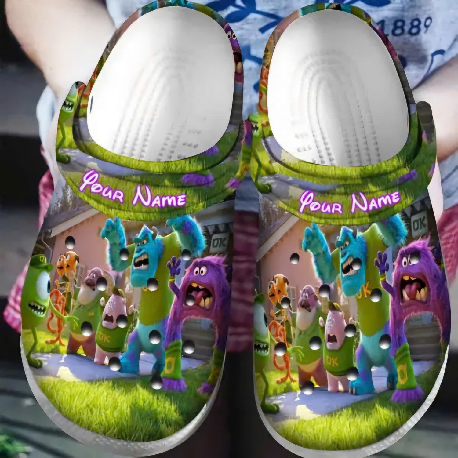 custom name characters monsters inc pixar disney angry and scare clogs for kids 26 adults qay9c