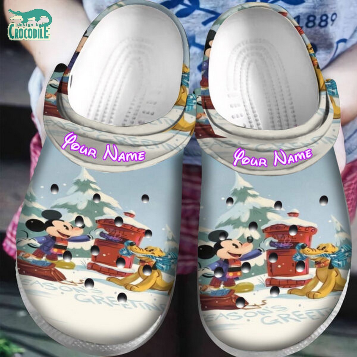 custom name chistmas mickley and pluto giving gift clogs for kids 26 adults qc6fr