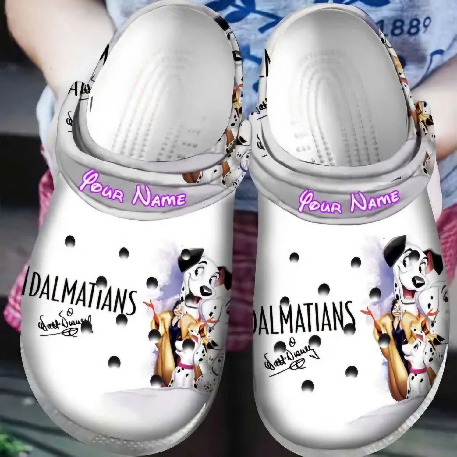 custom name classic 101 dalmatians clogs for kids and adults ynrbo