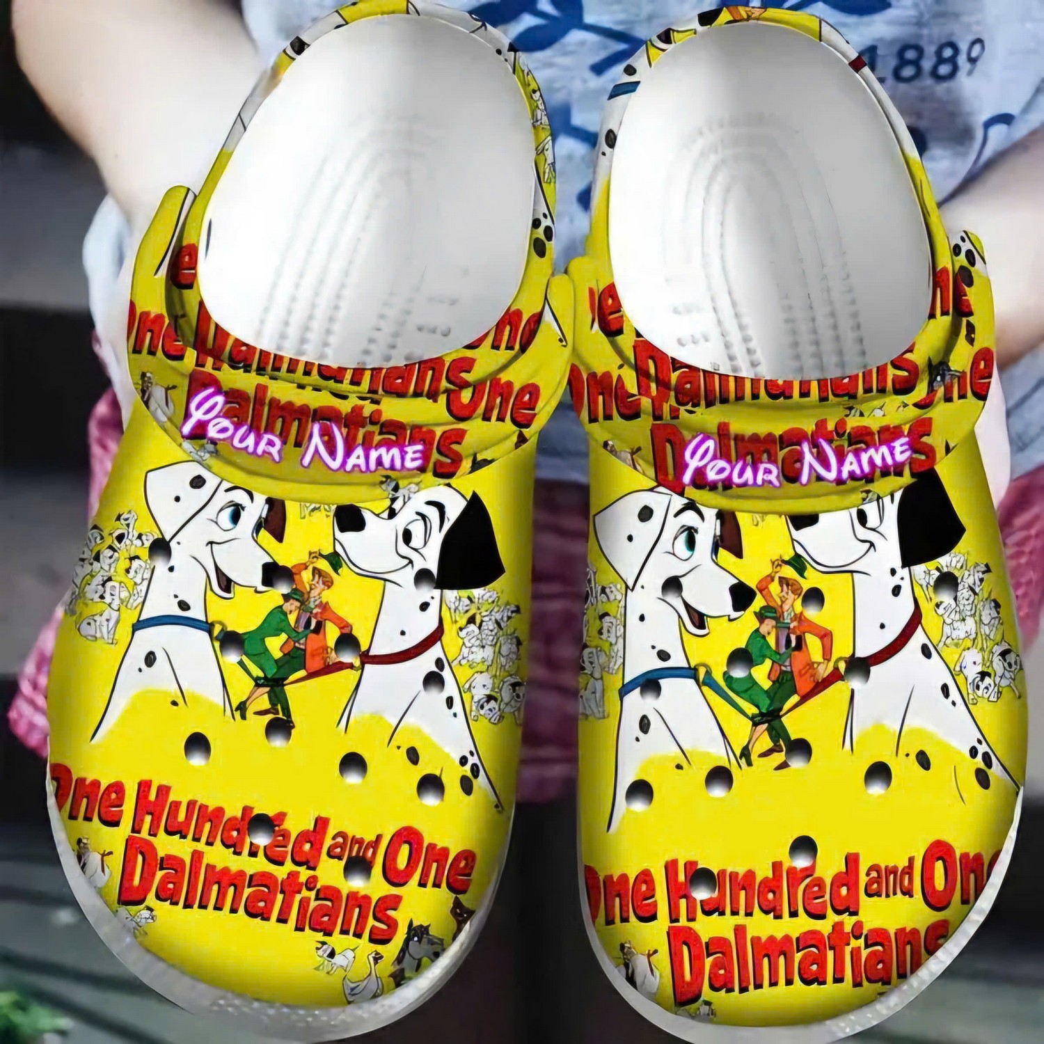 custom name classic 101 dalmatians yellow clogs fast shipping service available bhrzu