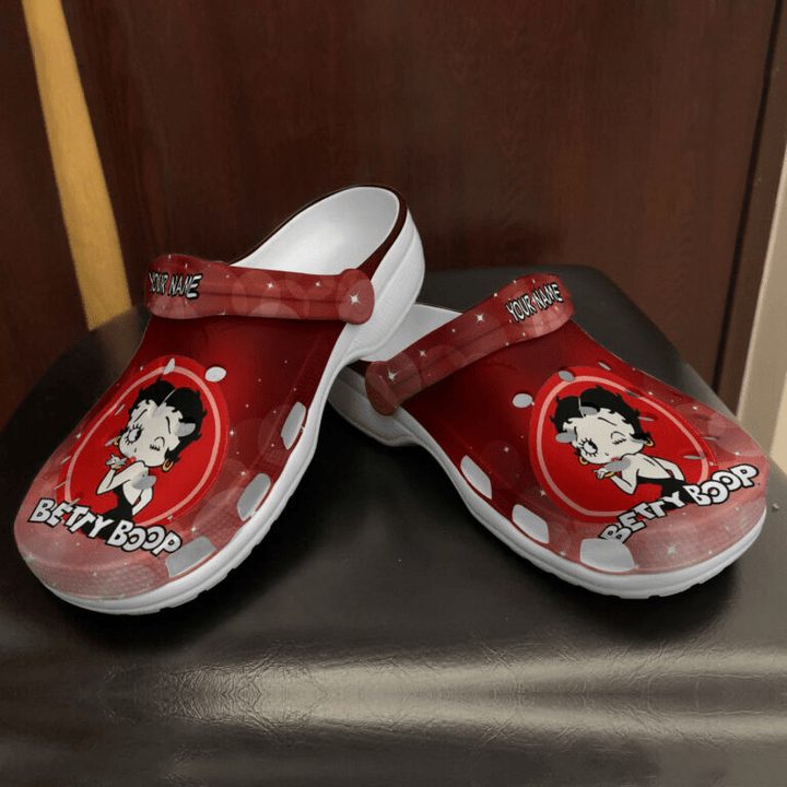 custom name clogs cute girl betty boop glitter red color slippers sandals ltkxt