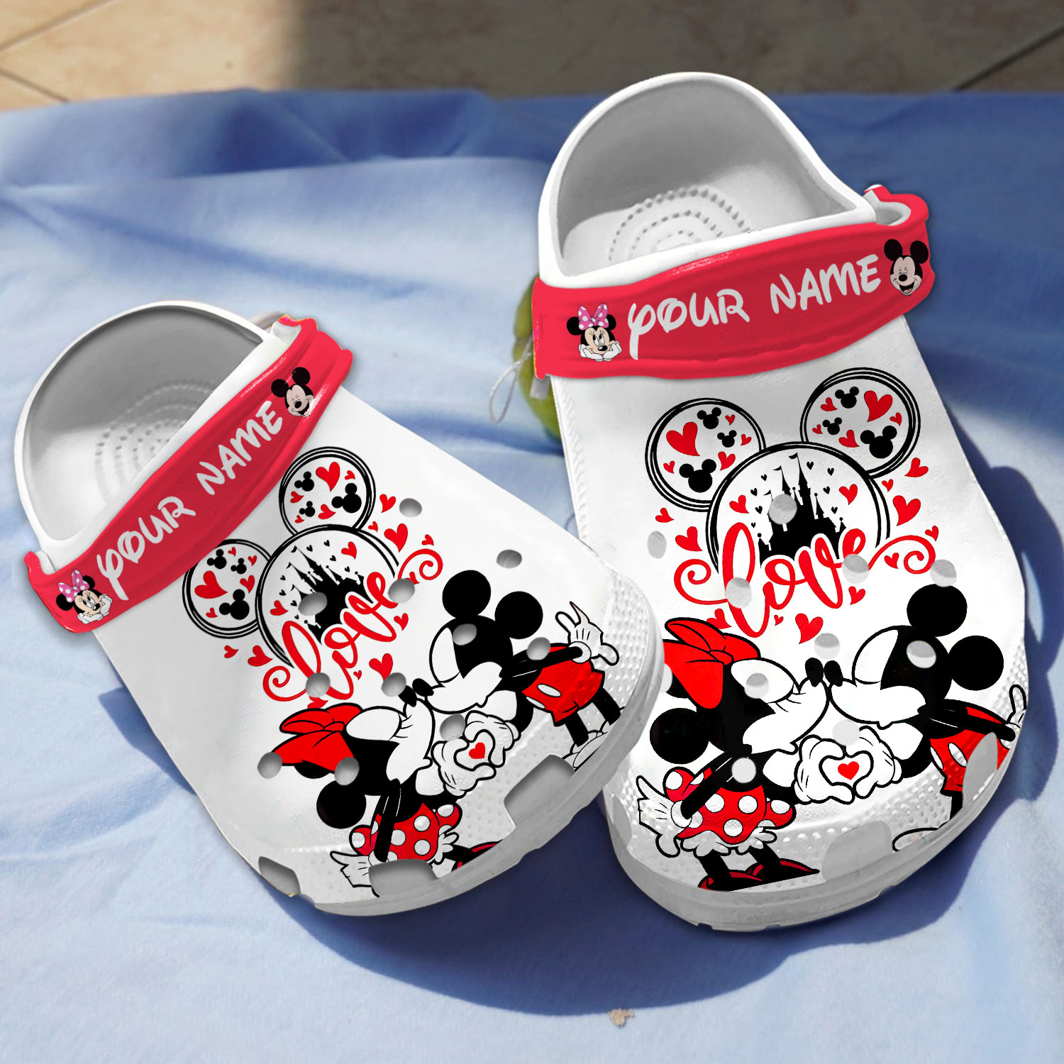 custom name clogs love couple mickey and minnie classic slippers feyqf