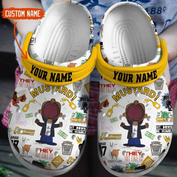 custom name clogs mustard music slippers comfortable shoies for outdoor activity 47cji