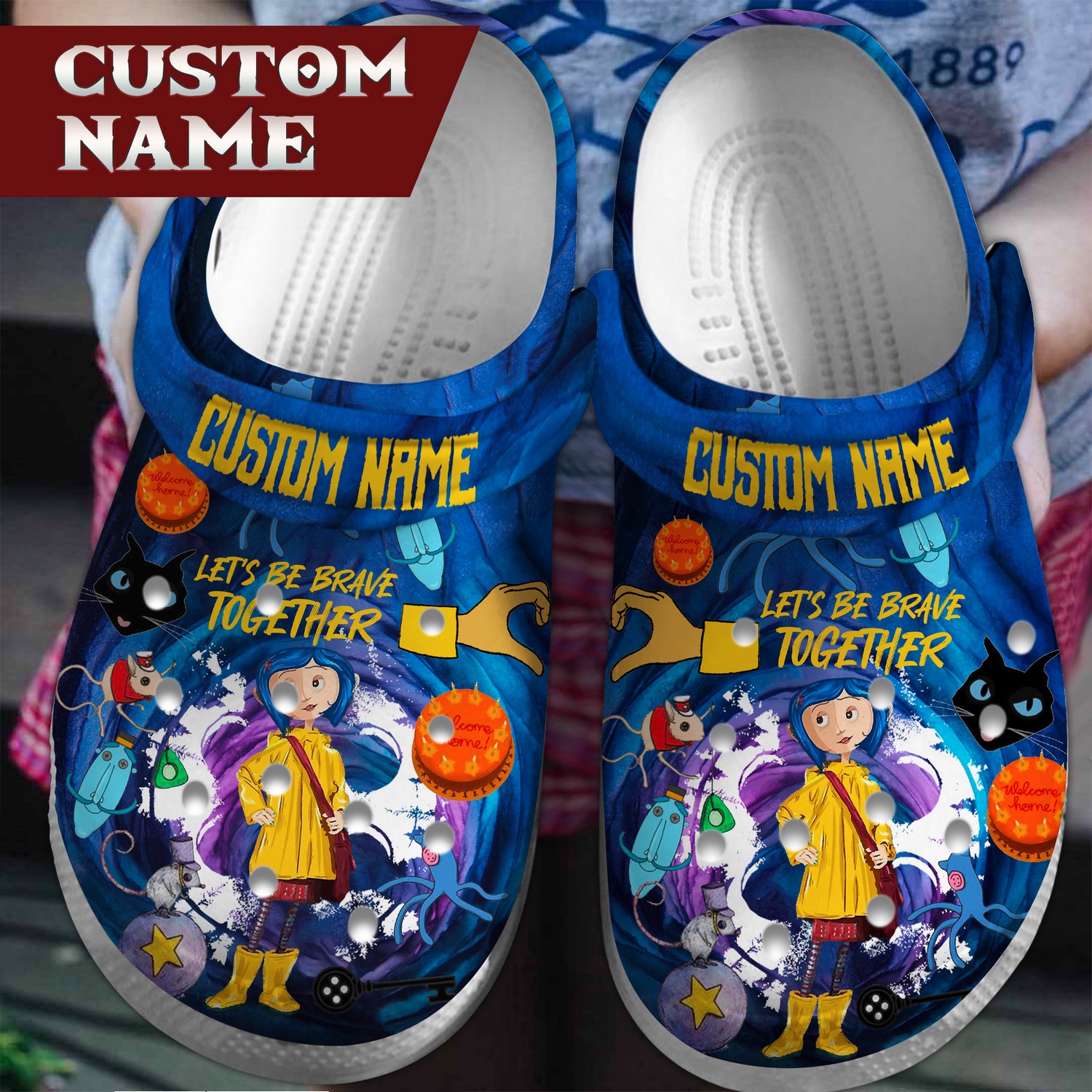 custom name coraline let be brave together clogs for kids and adults fast shipping zfcic