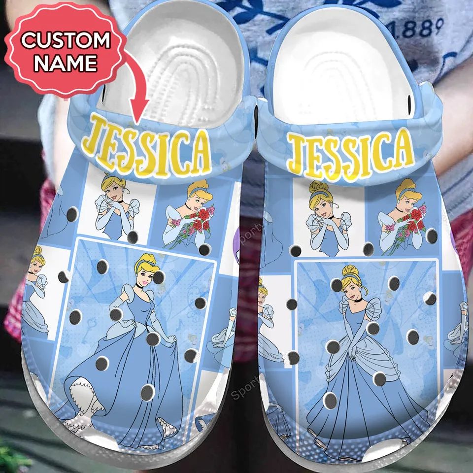 custom name crocs beautiful princess cinderella for kids and adults kl1rm