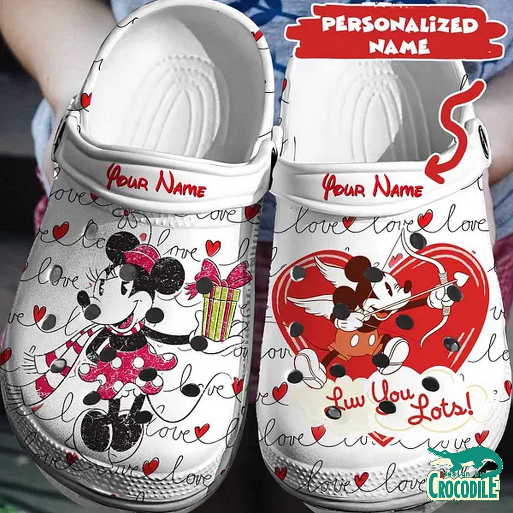 custom name cupid mickey and cute minnie white clogs for kids 26 adults u5nze