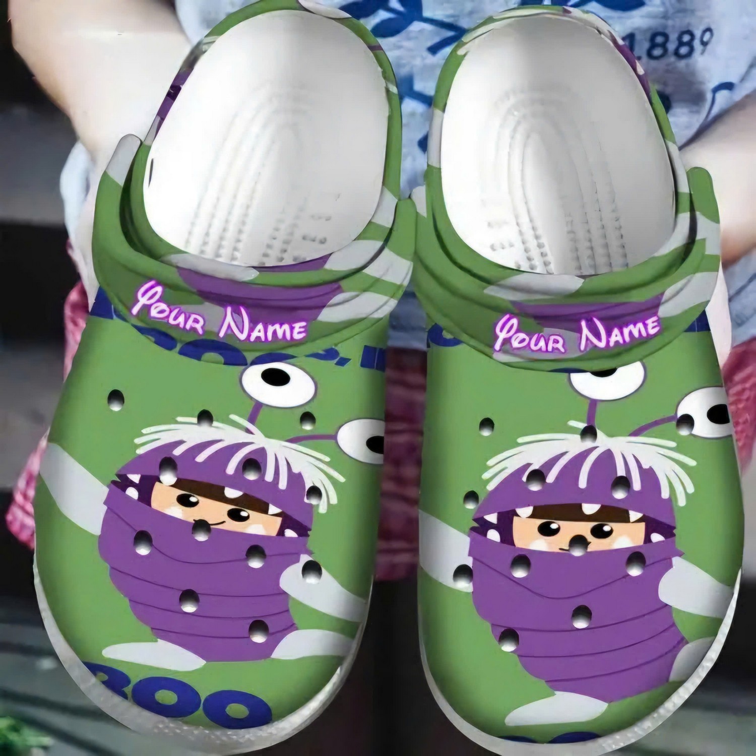 custom name cute boo monsters inc university clogs for kids and adults s5xwx