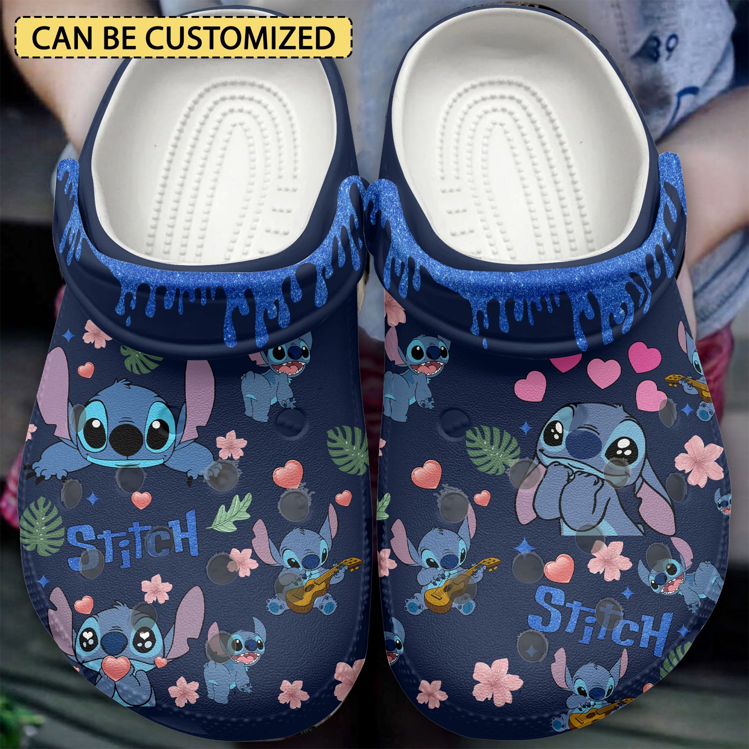 custom name cute stitch cartoon blue clogs for kids and adults fast shipping j0tg1