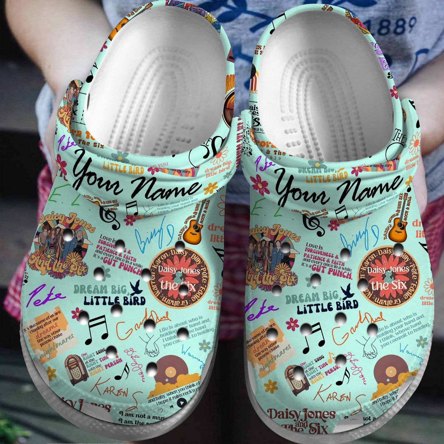 custom name daisy jones and the six tv series light green clogs for kids 26 adults zsbox