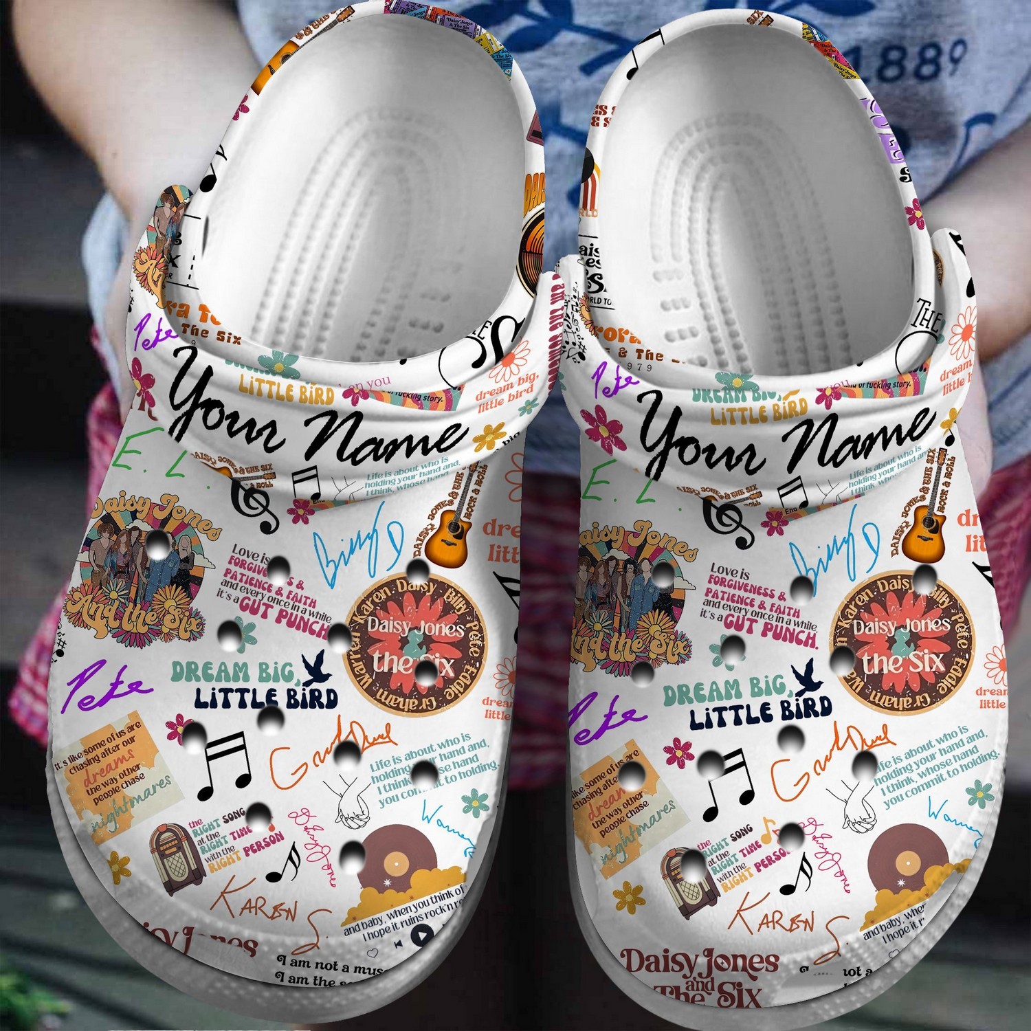 custom name daisy jones and the six tv series white clogs for kids and adults aeyb8