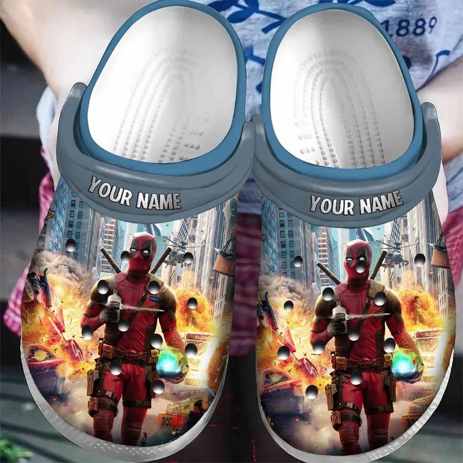 custom name deadpool city clogs for kids and adults qx40z