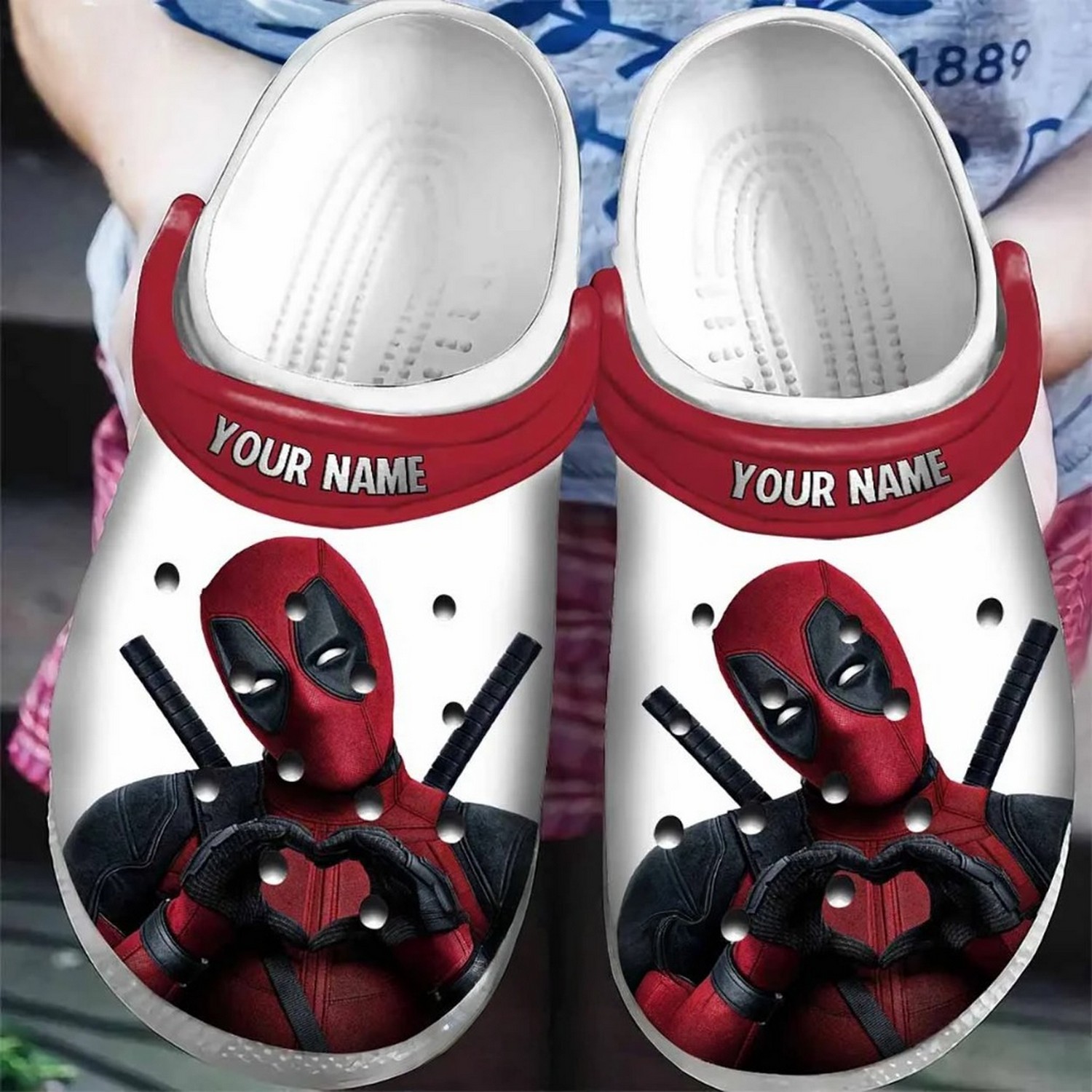 custom name deadpool make heart clogs for kids 26 adults roxkd
