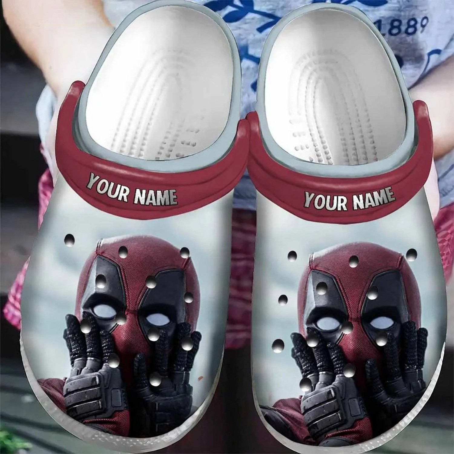 custom name deadpool shy clogs for kids and adults 7etwo