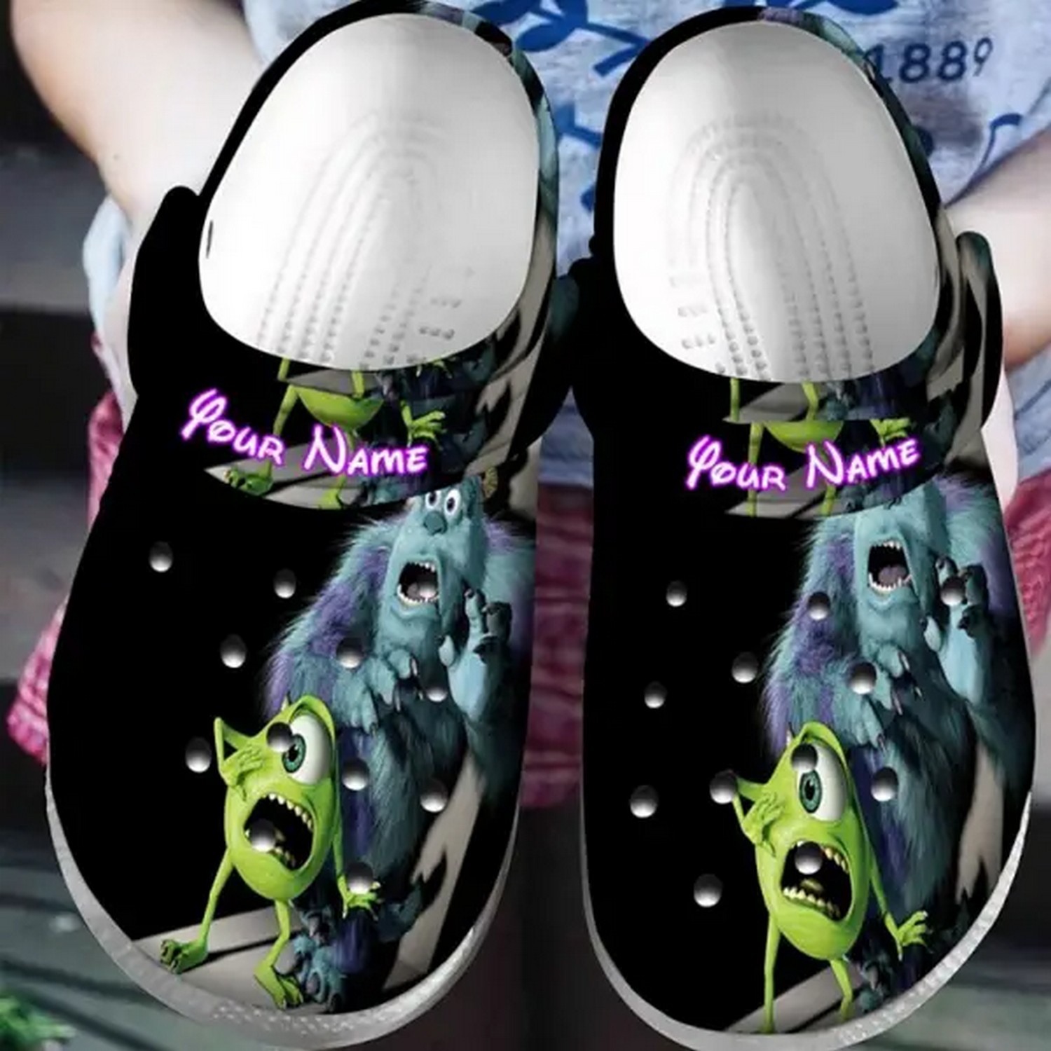 custom name discovered at night sulley mike monsters inc clogs for kids 26 adults wi90y
