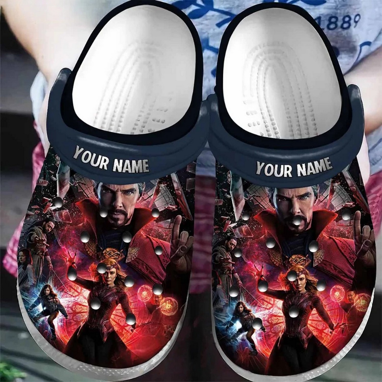 custom name doctor strange and wanda in the multiverse of madness clogs for kids and adults jpnhd