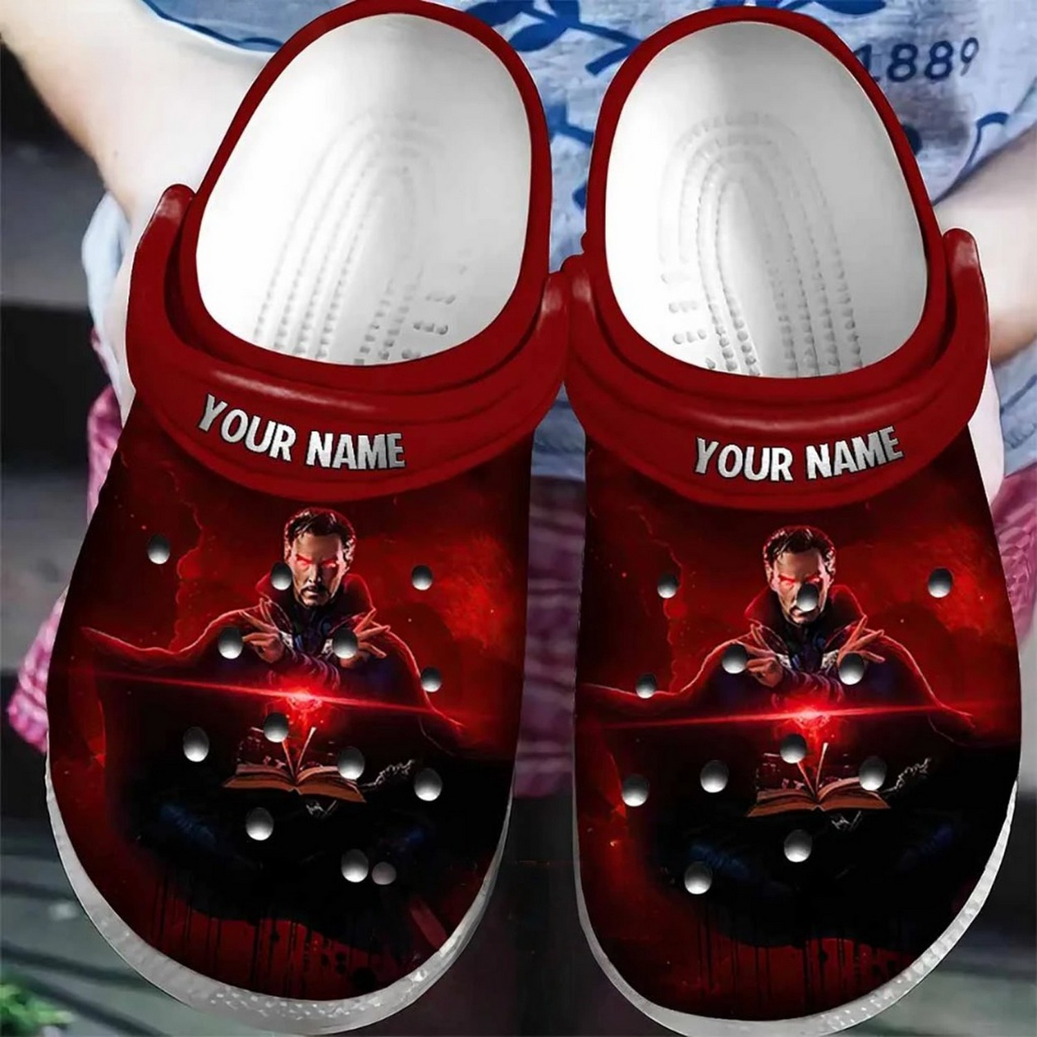 custom name doctor strange magic red clogs for kids and adults 3ga1x