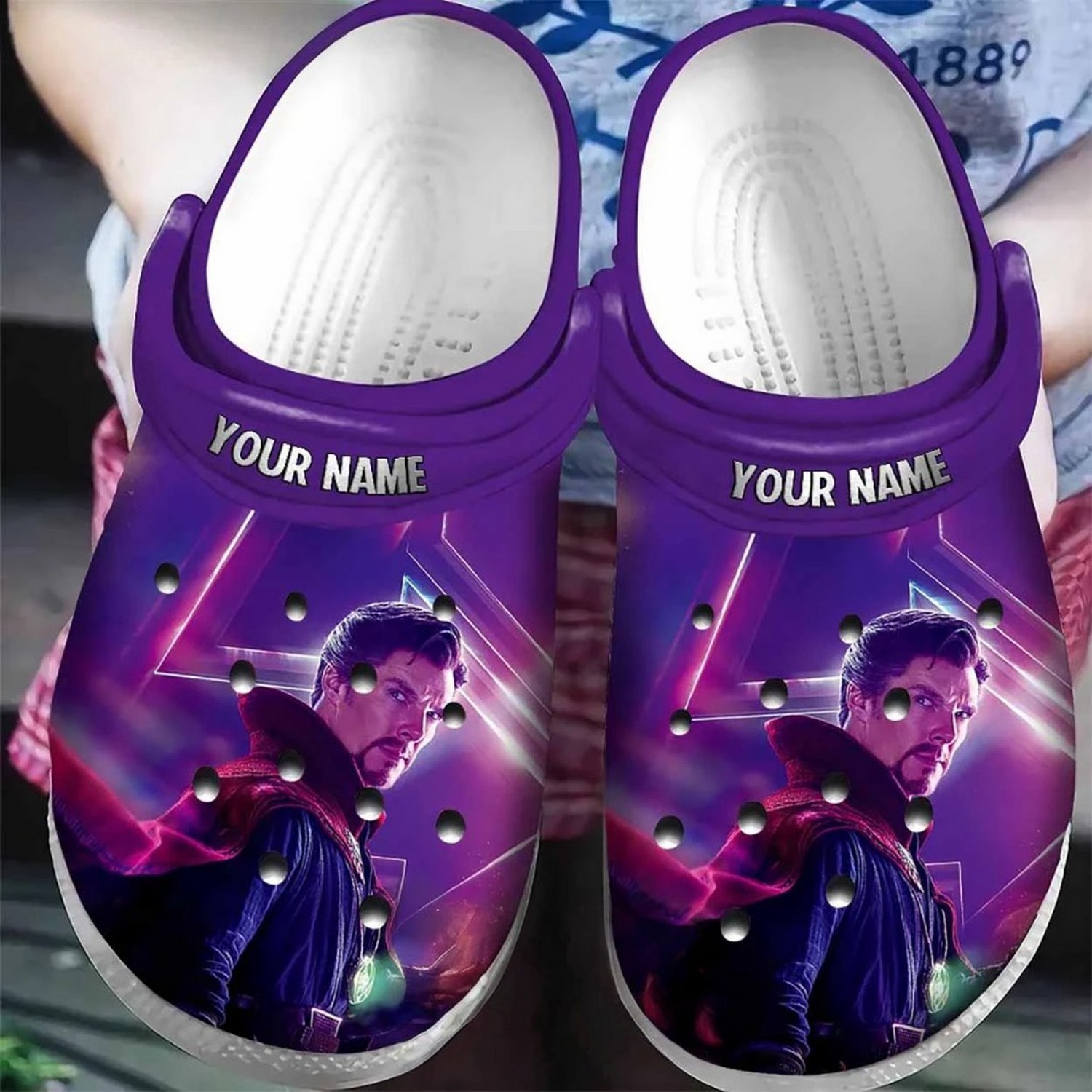 custom name doctor strange purple clogs for kids 26 adults d9b01