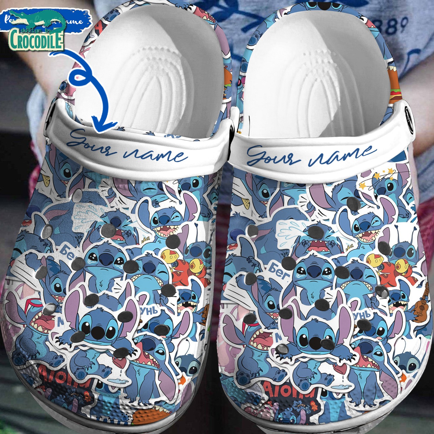 custom name emotions stitch white clogs for kids 26 adults kexvl