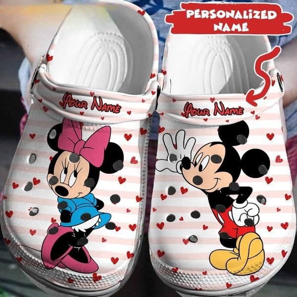 custom name first love mickey and minne mouse clogs for kids 26 adults 8pmkn