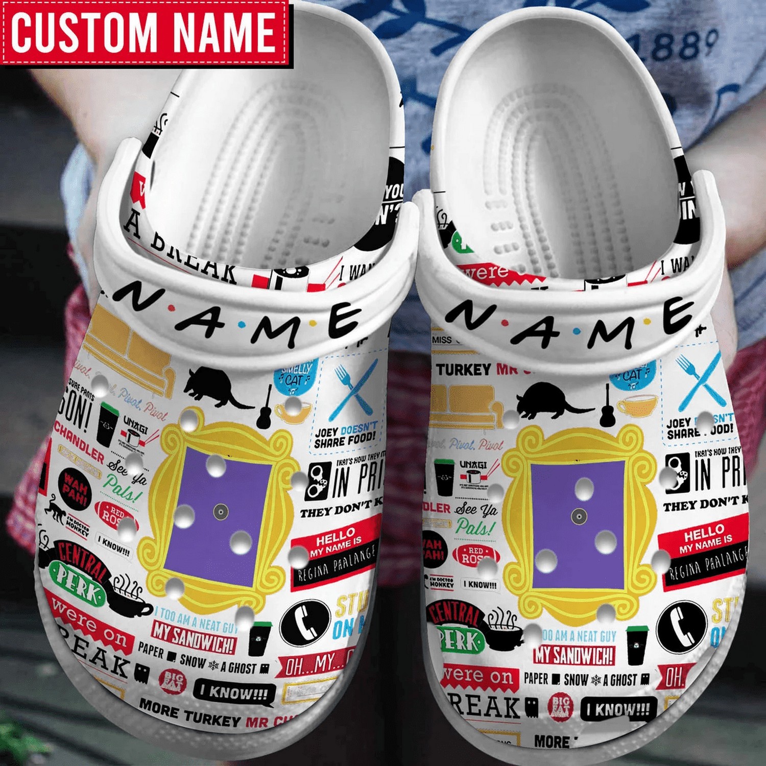 custom name friend tv series we were on a break clogs for kids and adults p7fpj