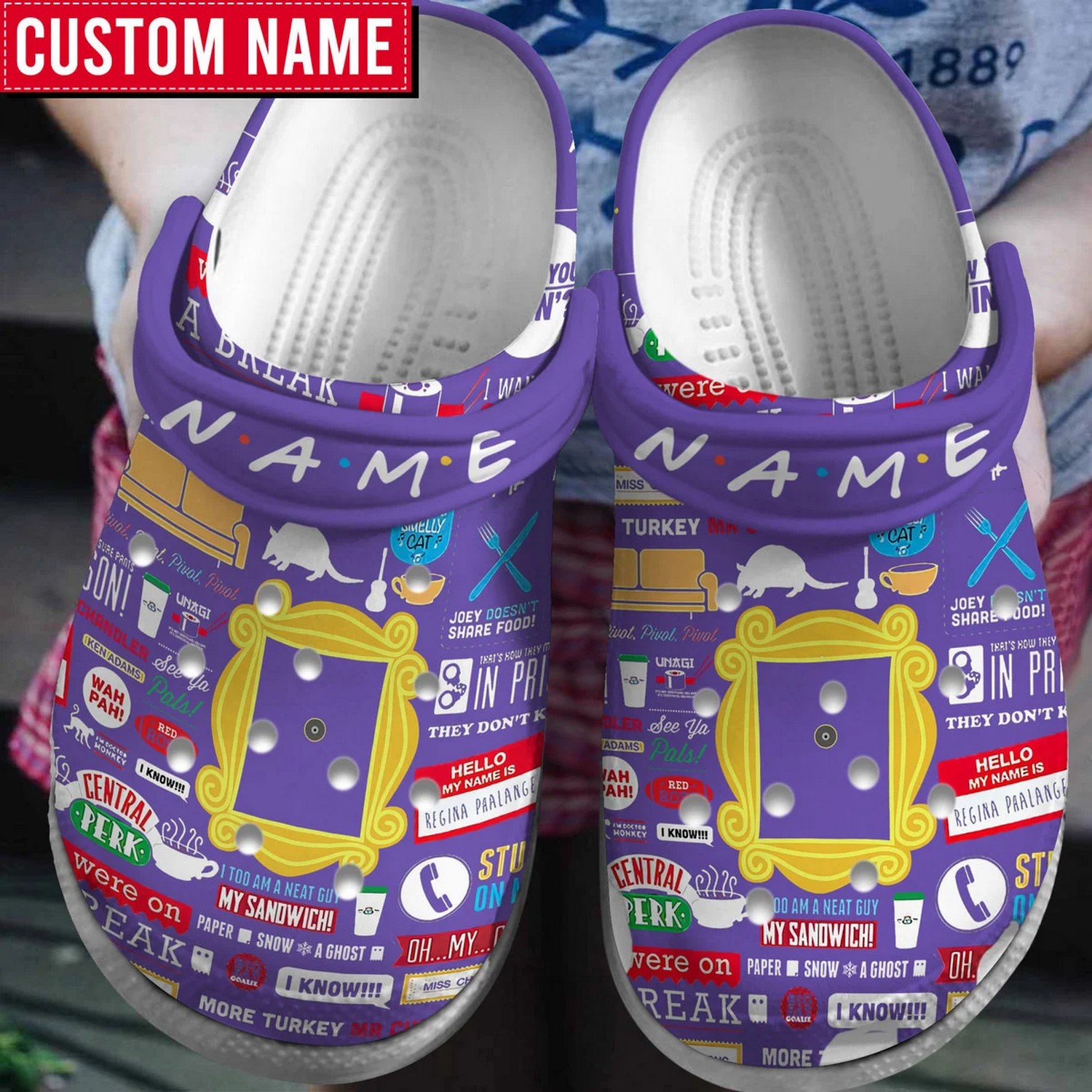 custom name friend tv series we were on a break purple clogs for kids 26 adults mr6m4