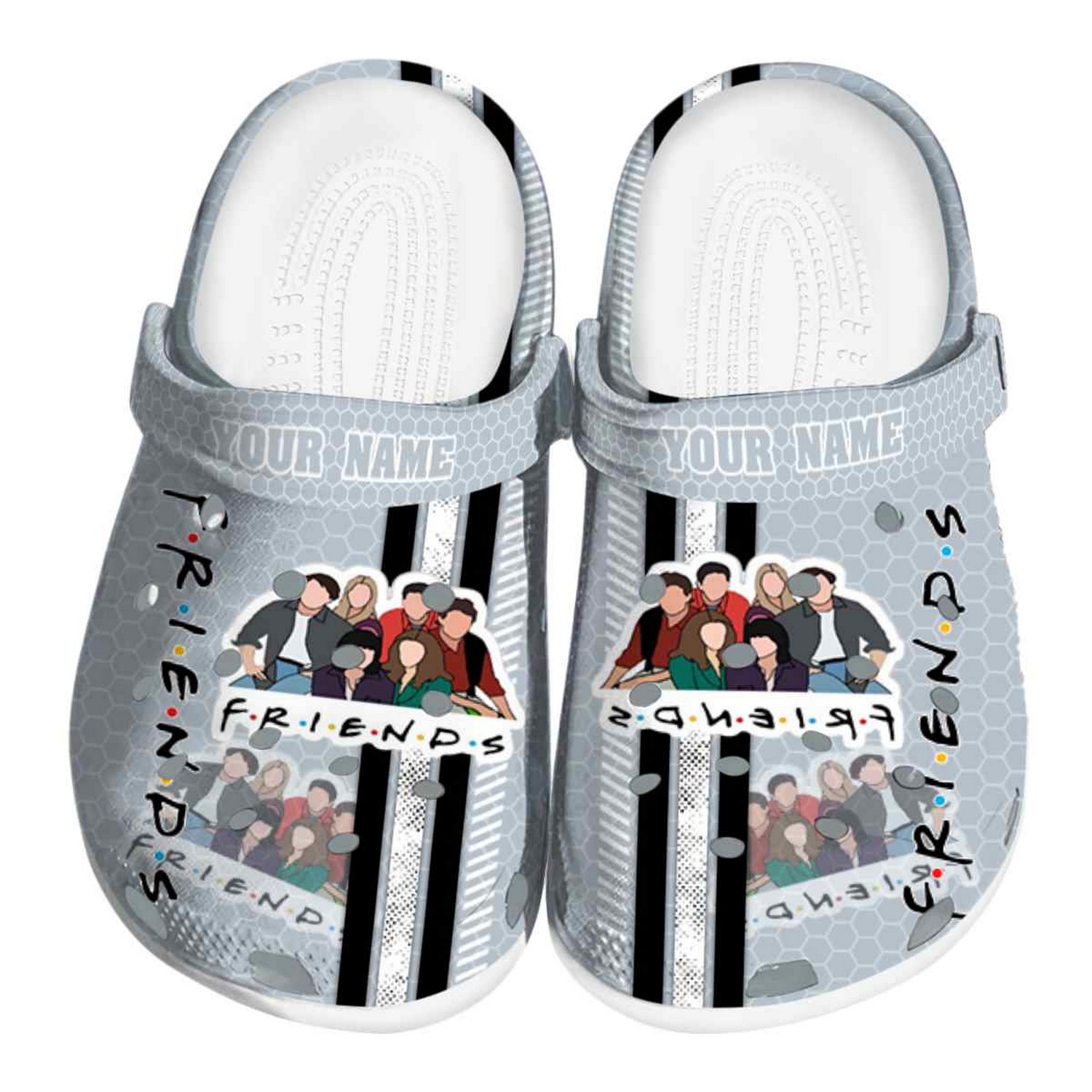 custom name friends tv contrasting stripes clogs for kids 26 adults zjahe