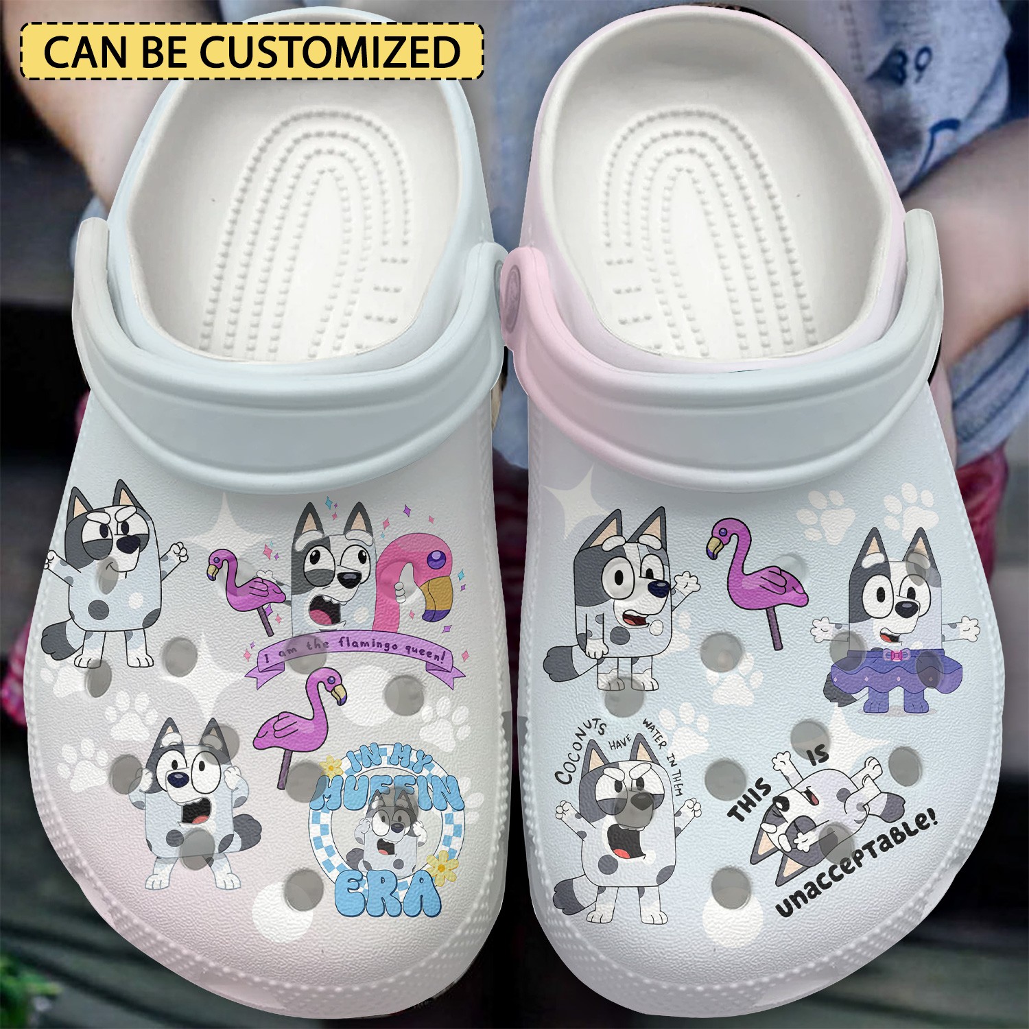 custom name funny bluey cartoon this is unacceptable clogs for kids and adults 1stn3