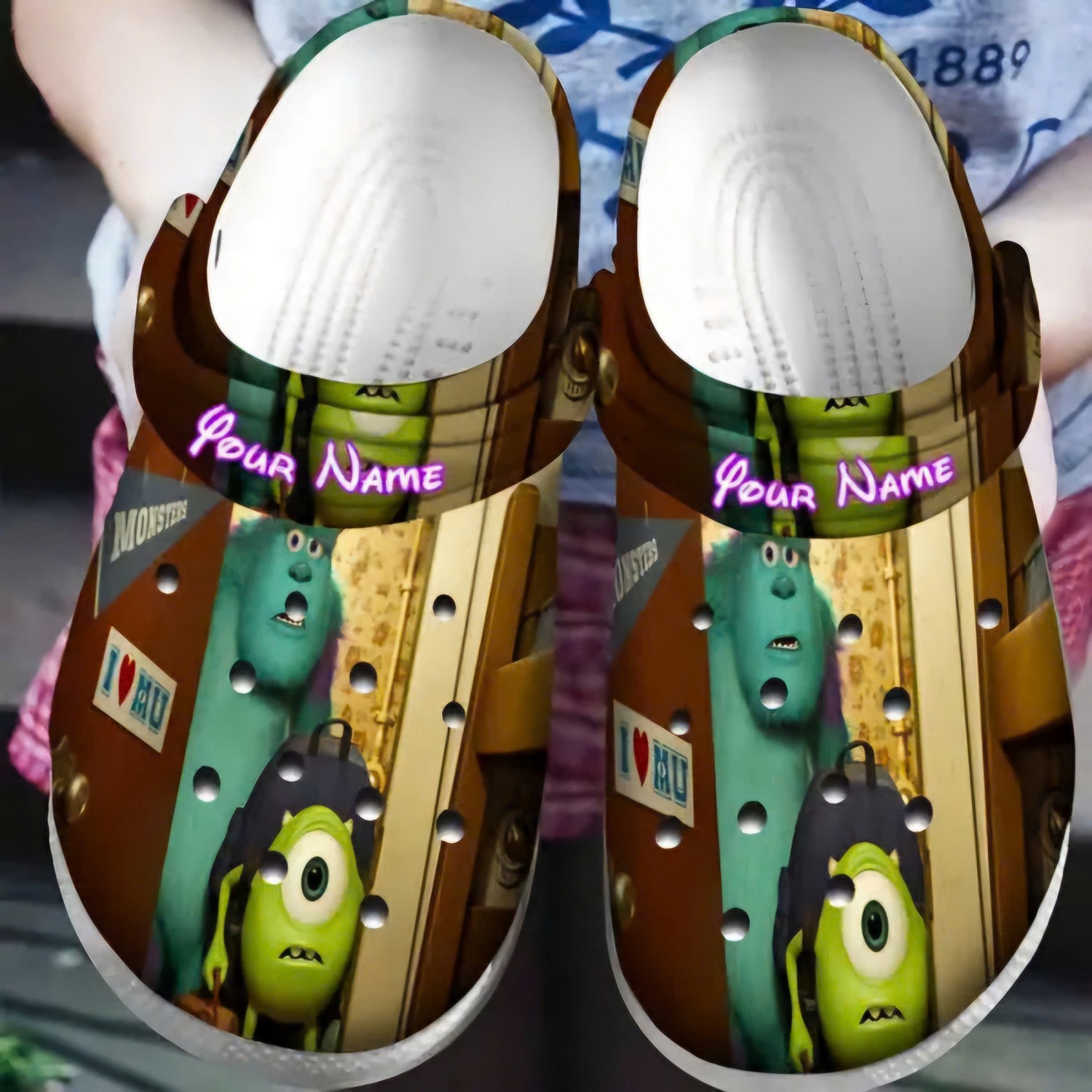 custom name funny monsters inc sulley and mike clogs for kids 26 adults ruztj