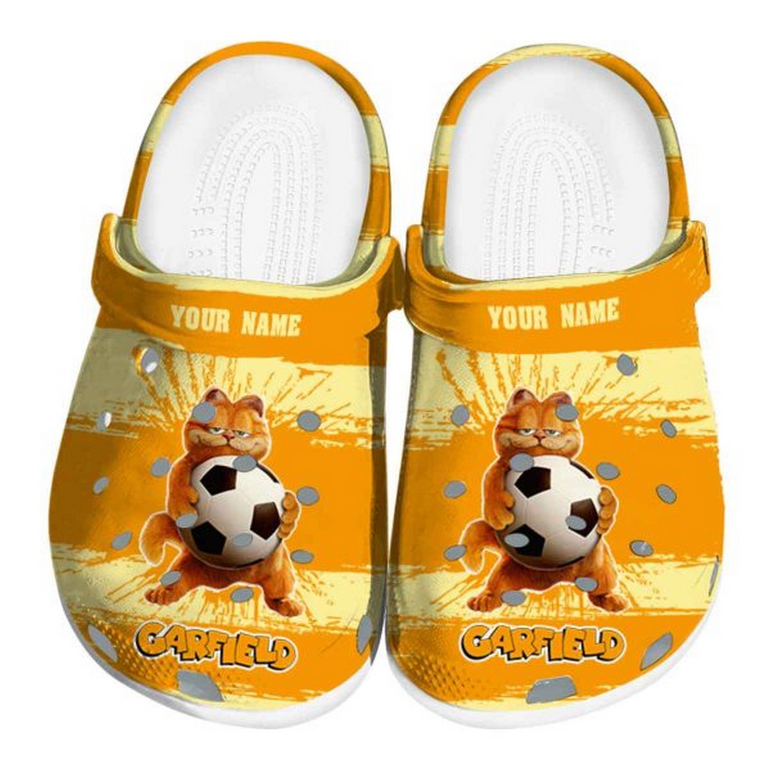 custom name garfield paint splatter graphics clogs for kids and adults khnh1