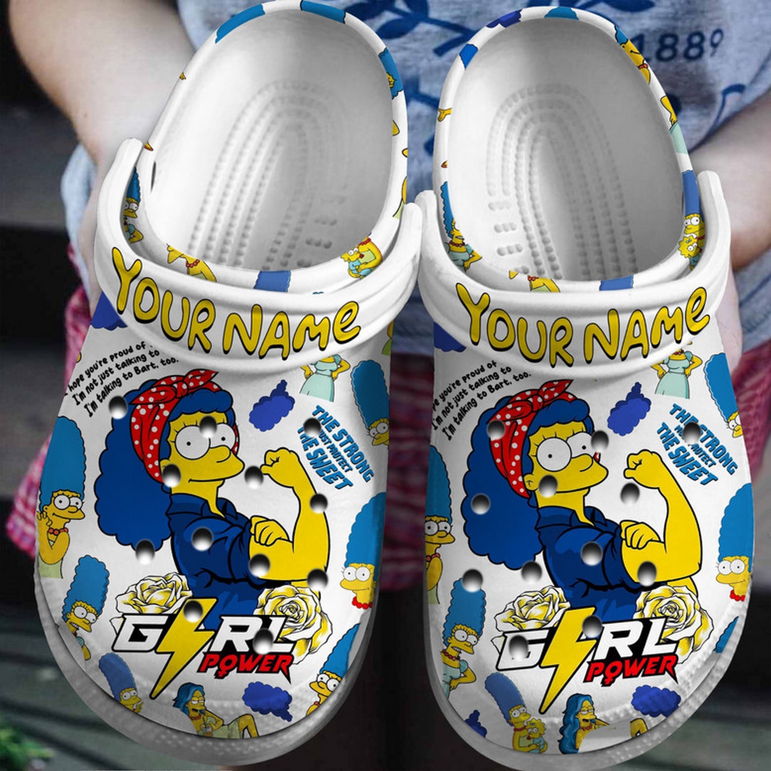 custom name girl power the simpsons series characters clogs for kids and adults pmaeo