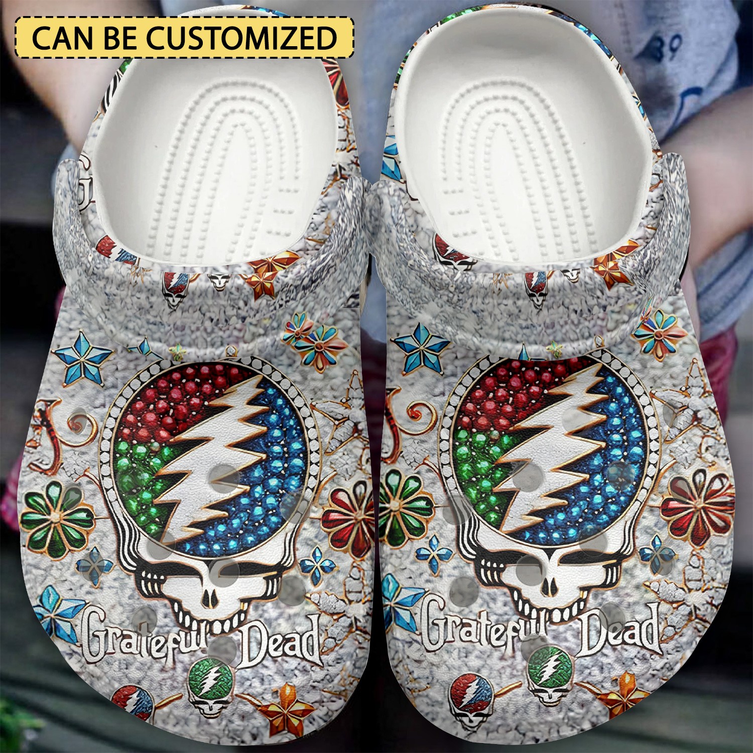 custom name grateful dead music unique and attractive corloful gem pattern clogs for kids and adults fjovs