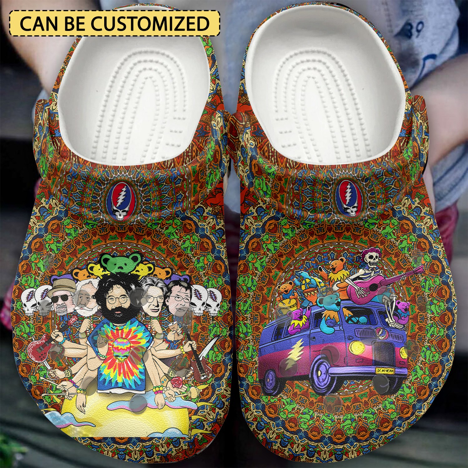 custom name grateful dead unique design clogs for kids and adults ql84j