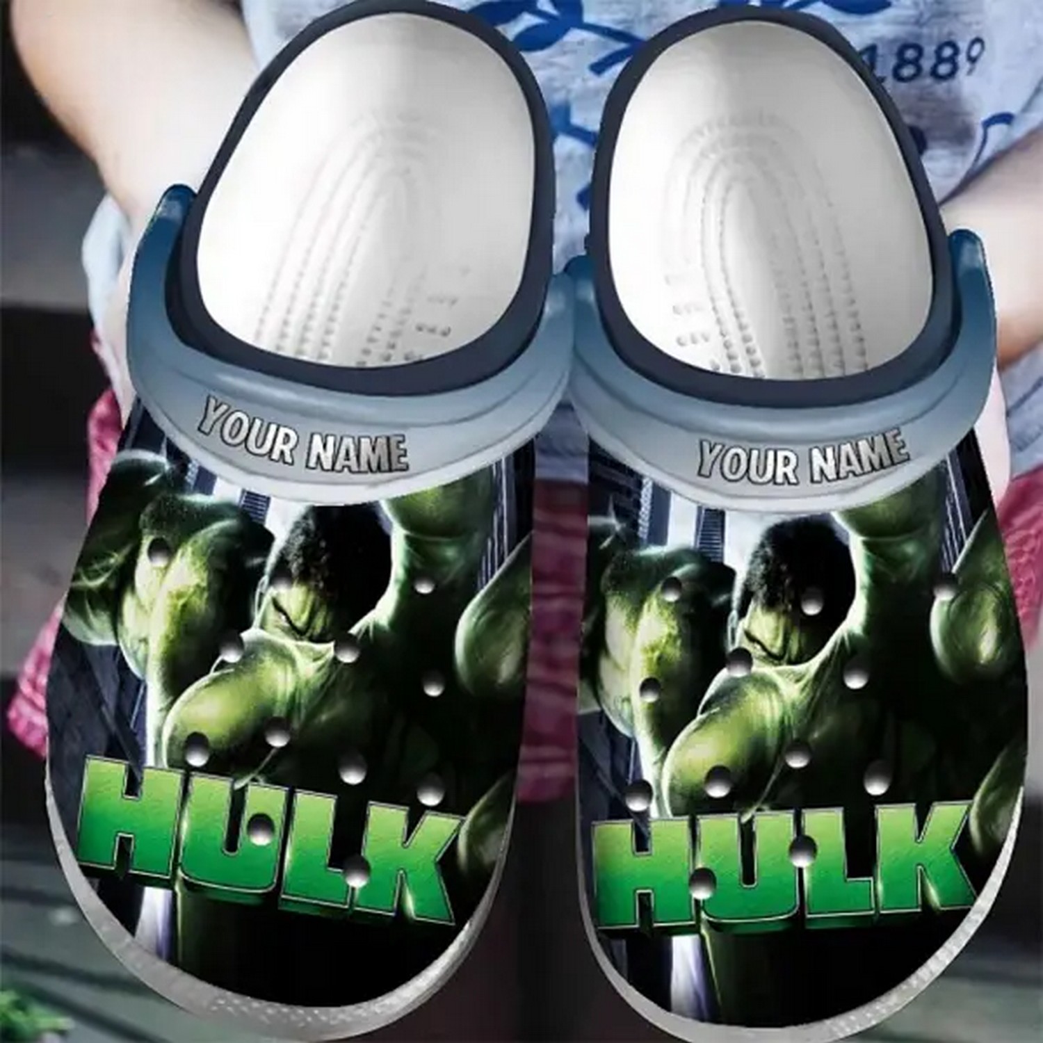 custom name green giant hulk clogs for kids 26 adults uoims