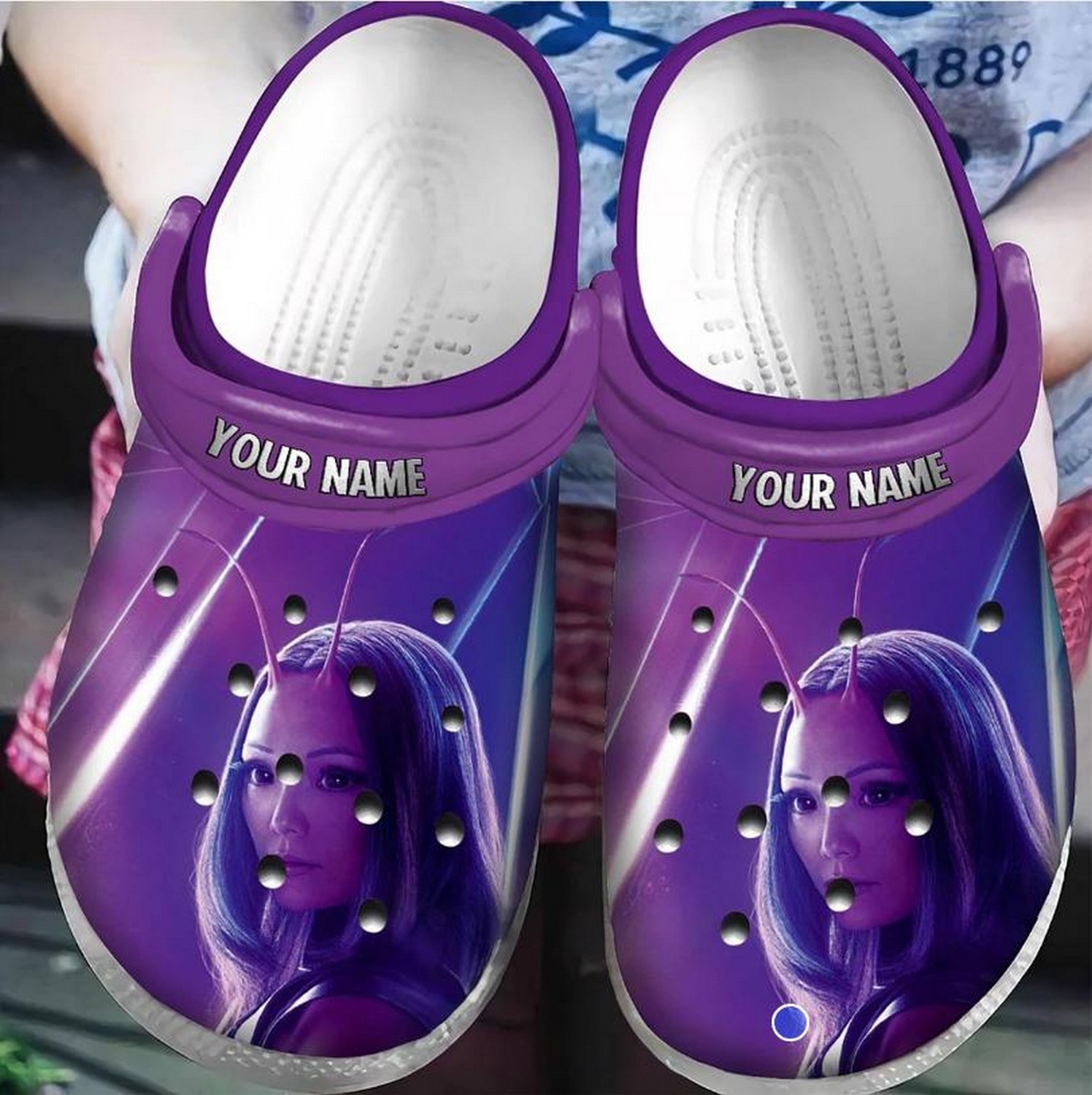 custom name guardian of the galaxy mantis purple clogs for kids 26 adults 4xzd1